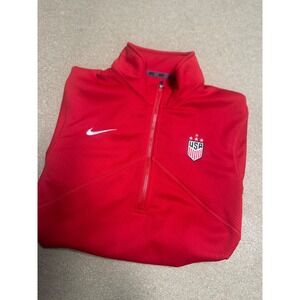 Nike US Soccer Red Dri Fit Quarter Zip Long Sleeve Pullover Men Size S